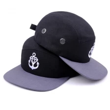 China two tone 5 panels cap design embroidery logo manufacturer