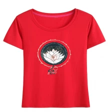 China Frauen Baumwollfrühling Lotus Graphic Print T-Shirt Hersteller