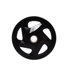 China gym equipment PU 5 holes weightlifting plate fitness equipment 5 grips PU bumper plate manufacturer