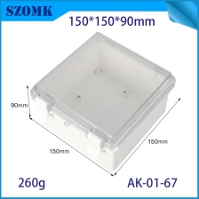 porcelana IP66 Caja de plástico con bisagras Alciban de instrumentos impermeables SZOMK Cabro de control del dispositivo de plástico Szomk 150*150*90 mm AK-01-67 fabricante