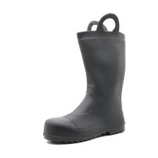 China 110 Black waterproof anti slip steel toe mid plate pvc safety rain boots with handles manufacturer