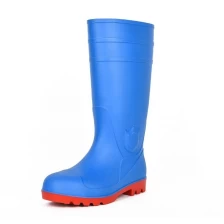 China 111 novo design azul resistente ao óleo de aço toe segurança botas de chuva pvc fabricante