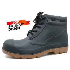China BNA black steel toe cap ankle pvc safety rain boot with CE certificate manufacturer