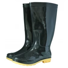 الصين BNY 2 دولار رخيصة سوداء لامعة أحذية المطر البلاستيكية للرجال الصانع
