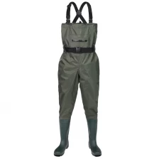 China CW002 Front zipper pocket men nylon PVC water proof fishing wader chest wader with pvc boots manufacturer