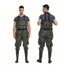 China CW005 good quality nylon PVC men fishing wader water proof chest wader with pvc boots manufacturer