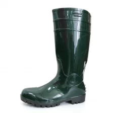 China F30GB green waterproof lightweight shiny pvc safety rain boot manufacturer