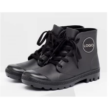 China HFB-005 zwarte mannen stijl mode enkel regen laarzen schoenen fabrikant