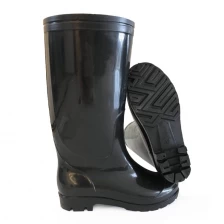 China SQ-02 Non safety cheap black shiny pvc work rain boot manufacturer