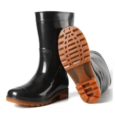 China SQ-606B high heels non safety oil acid resistant cheap black pvc glitter rain boots men manufacturer