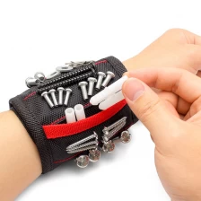 China Custom Printed Logo Bolts Kits Hand Electricians Holds Nails Kit Hook Wrist 5 Row Tool Magnetic Wristband Screws Holder manufacturer