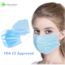 Cina CE / ISO melewati masker wajah sipil sekali pakai 3ply pabrikan
