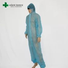 China CE/ISO13485 certified PP disposable coveralls,PP28g blue disposable overalls,wholesales cheap disposable dust coverall suit manufacturer