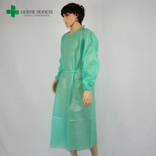 Cina Cina produsen gaun operasi disposable, sekali pakai non-steril bedah gaun, PP + PE sekali pakai bedah gaun pabrikan