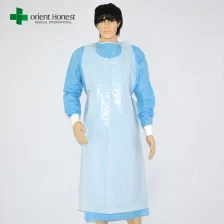 China China manufacturer disposable waist belt aprons,dispsoable LDPE aprons ,blue color LDPE blocked style pe apron manufacturer