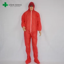 China China plant dust disposable pp coverall，cheap red pp protective coverall，PP red color coverall with boots manufacturer