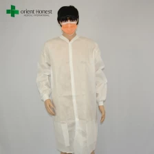 China China workshop food industry lab coat,white knit collar lab coat,wholesaler good quality PP vistor coat manufacturer
