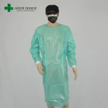 Chine fabricant chinois verts blouses d'hôpital, enduits PE PP robes d'isolement de l'hôpital, l'hôpital jetable longue robe fabricant