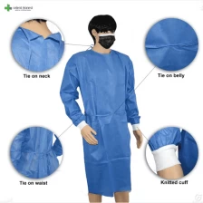 China Disposable Level 1 medical gown with knitted cuffs medical supplier manufacturer