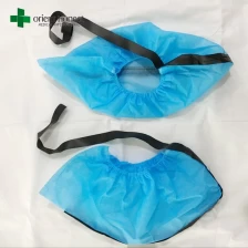 China Disposable PP non woven blue anti-static shoe cover with strips manufacturer