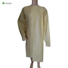 China Disposable yellow SMS isolation gown with thumb hole manufacturer