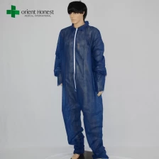 China Polypropyene disposable colored overall manufacturer，dark blue dust disposable overalls supplier，one time use nonwoven coverall plant manufacturer