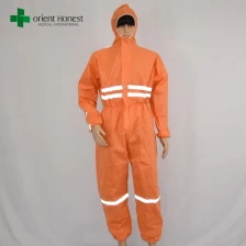 China SMS disposable coverall for oil and gas，disposable SMS coverall for safety，orange disposable coverall workwear plant manufacturer