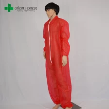 China V collar protective clothing coverall,red one time use protective coverall ,China plant protective coverall for painting manufacturer