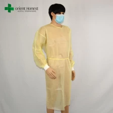 China cheap disposable isolation gown yellow,China manufacturer disposable medical gown,nonwoven hospital gowns manufacturer