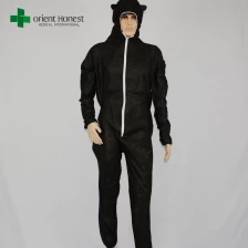 China disposable funny cat ear hood PP coverall,China custom high quality disposable coverall,China black disposable overalls with cat ears manufacturer