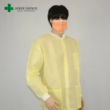 Китай одноразовые длинный рукав пальто лаборатории, одноразовые хирургические пальто для больницы, три кармана желтый лаборатории пальто производителя