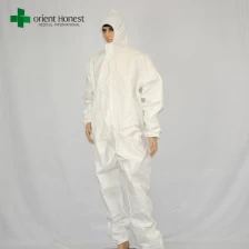 Cina kualitas tinggi sekali pakai coverall tahan, putih overall pelindung sekali pakai, tahan air pakaian pelindung sekali pakai pabrikan