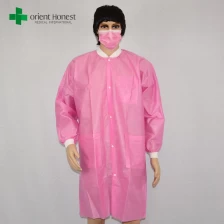 Cina lab mantel sekali pakai dengan kantong, Cina jas lab tanaman untuk dijual, jas lab merah muda partai pabrikan