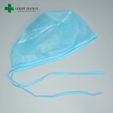 China the best Chinese manufacturer for blue color disposable PP25g hospital doctor cap with ties on manufacturer