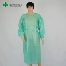 Cina waterproof produsen gaun isolasi, gaun pakai medis, plastik sekali pakai gaun hijau pabrikan