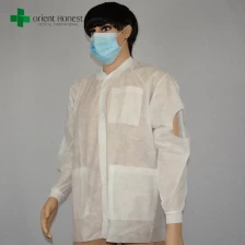 Cina putih biru OEM lab nonwoven sekali pakai jas, murah jas lab sekali pakai untuk anak-anak, lab polypropylene mantel partai pabrikan