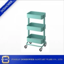China DOSHOWER tier rolling storage cart metal trolley with  pedicure chairs foot spa massage of pedicure cart supplier manufacturer