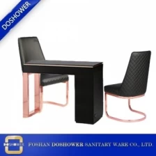 porcelana mesa de manicura de oro rosa de alta calidad de china con sillas de cliente de oro fabricante DS-N1900 fabricante