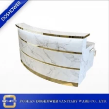 China Mesa de recepção de mármore de ouro com mesa de recepção branca para fabricante de móveis de salão chinês fabricante