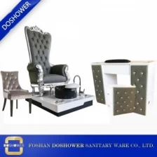 China grey throne pedicure chair and manicure table set luxury alon furniture pacakge DS-ThroneB SET manufacturer