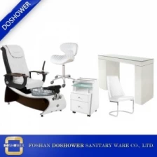 China coleção de salão de cadeira de pedicure cadeira de pedicure branca com conjunto de cadeira de mesa de manicure de vidro fabricante china DS-J20 SET fabricante