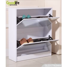 China furniture mdf storage cabinet wooden shoe cabinet 2 mirrors door manufacturer