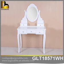 China 5 drawers wooden Dressing Table set with mirror and stool GLT18571 manufacturer
