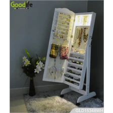 China Antique furniture wooden mirrored jewelry storage cabinet with wheels GLD15348 manufacturer
