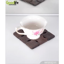 Chine Antique rubber wood coaster , coffee pad IWS53211 fabricant