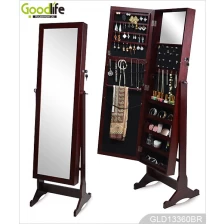 China Brown floor standing mirror jewelry cabinet GLD13360 fabricante