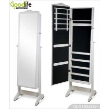 China Cheap bedroom furniture standing wooden jewelry cabinet with dressing mirror GLD15346 manufacturer