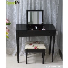 China Classic wooden mirrored dressing vanity table with stool from Goodlife GLT18071 manufacturer