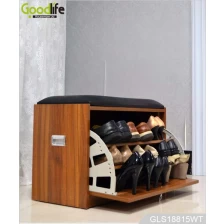 China Cushioned wooden shoe storage cabinet stool GLS18815C manufacturer