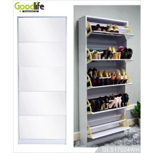 China Each 2 layer in 5 drawers wooden shoe storage cabinet with mirror cover manufacturer